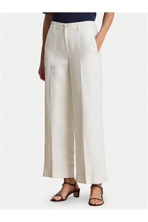 Sendon-Cropped-Pleated-Lt Drapy Linen Visc LAUREN RALPH LAUREN | Pantaloni | 200P08107001